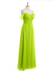 Hors De l'Épaule Col En Cœur Tulle Robe Vert Citron Grande Taille