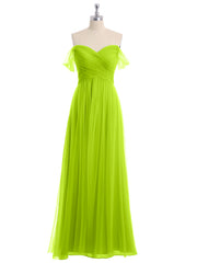 Hors De l'Épaule Col En Cœur Tulle Robe Vert Citron Grande Taille