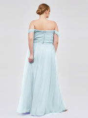 Hors De l'Épaule Col En Cœur Tulle Robe Brume Grande Taille