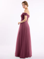 Hors De l'Épaule Col En Cœur Tulle Robe Mûre