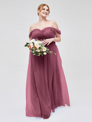 Hors De l'Épaule Col En Cœur Tulle Robe Mûre Grande Taille