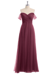 Hors De l'Épaule Col En Cœur Tulle Robe Mûre