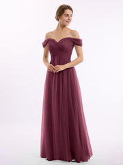 Hors De l'Épaule Col En Cœur Tulle Robe Mûre