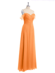 Hors De l'Épaule Col En Cœur Tulle Robe Orange Grande Taille