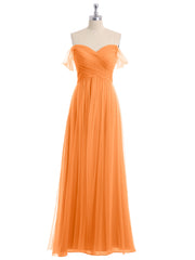 Hors De l'Épaule Col En Cœur Tulle Robe Orange Grande Taille
