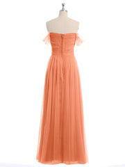 Hors De l'Épaule Col En Cœur Tulle Robe Papaye Grande Taille