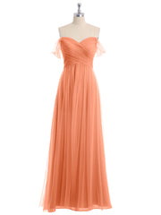Hors De l'Épaule Col En Cœur Tulle Robe Papaye Grande Taille
