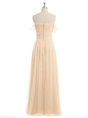 Hors De l'Épaule Col En Cœur Tulle Robe Pêche Grande Taille