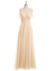 Hors De l'Épaule Col En Cœur Tulle Robe Pêche