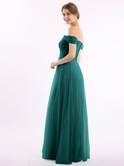 Hors De l'Épaule Col En Cœur Tulle Robe Paon