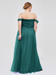 Hors De l'Épaule Col En Cœur Tulle Robe Paon