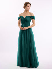 Hors De l'Épaule Col En Cœur Tulle Robe Paon