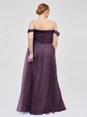 Hors De l'Épaule Col En Cœur Tulle Robe Plum Grande Taille