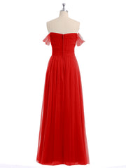 Hors De l'Épaule Col En Cœur Tulle Robe Rouge