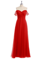 Hors De l'Épaule Col En Cœur Tulle Robe Rouge Grande Taille