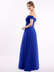 Hors De l'Épaule Col En Cœur Tulle Robe Bleu Royale