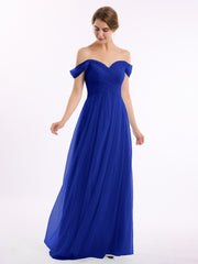 Hors De l'Épaule Col En Cœur Tulle Robe Bleu Royale