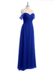 Hors De l'Épaule Col En Cœur Tulle Robe Bleu Royale Grande Taille