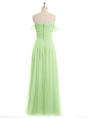 Hors De l'Épaule Col En Cœur Tulle Robe Sauge Grande Taille