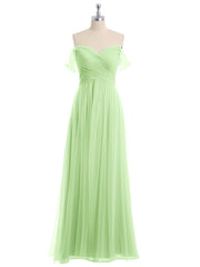 Hors De l'Épaule Col En Cœur Tulle Robe Sauge