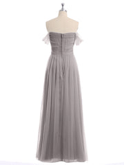 Hors De l'Épaule Col En Cœur Tulle Robe Argent Grande Taille