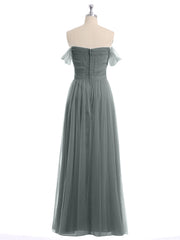 Hors De l'Épaule Col En Cœur Tulle Robe Gris Acier Grande Taille