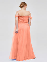 Hors De l'Épaule Col En Cœur Tulle Robe Crépuscule Grande Taille