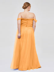 Hors De l'Épaule Col En Cœur Tulle Robe Mandarine Grande Taille