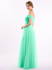 Hors De l'Épaule Col En Cœur Tulle Robe Turquoise