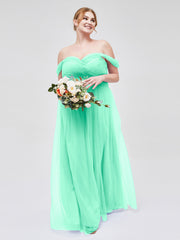 Hors De l'Épaule Col En Cœur Tulle Robe Turquoise Grande Taille