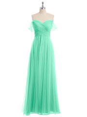 Hors De l'Épaule Col En Cœur Tulle Robe Turquoise