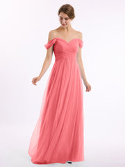 Hors De l'Épaule Col En Cœur Tulle Robe Pastèque