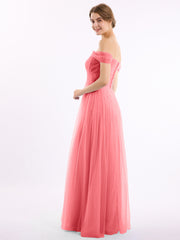 Hors De l'Épaule Col En Cœur Tulle Robe Pastèque