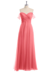 Hors De l'Épaule Col En Cœur Tulle Robe Pastèque