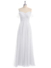 Hors De l'Épaule Col En Cœur Tulle Robe Blanc Grande Taille