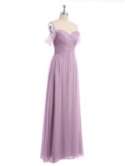 Hors De l'Épaule Col En Cœur Tulle Robe Glycine