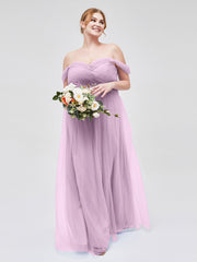 Hors De l'Épaule Col En Cœur Tulle Robe Glycine