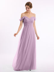 Hors De l'Épaule Col En Cœur Tulle Robe Glycine