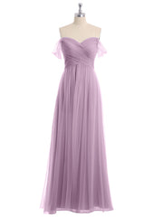 Hors De l'Épaule Col En Cœur Tulle Robe Glycine