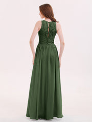 Robe Longue Dentelle avec Illusion Col en Cœur Olive Verte Grande Taille