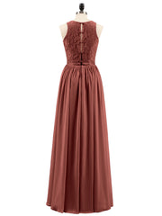 Robe Longue Dentelle avec Illusion Col en Cœur terracotta Grande Taille