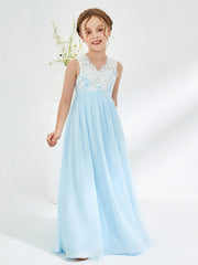 Robes de Demoiselle d'Honneur Junior avec Haut en Dentelle Bleu Ciel