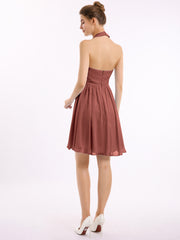 Licou Mousseline Robes Courtes De Demoiselle d'Honneur terracotta Grande Taille