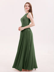 Dentelle Bustier Jupe en Mousseline Robe Longue Olive Verte Grande Taille
