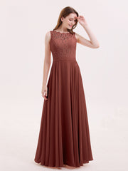 Dentelle Bustier Jupe en Mousseline Robe Longue terracotta
