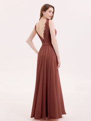 Dentelle Bustier Jupe en Mousseline Robe Longue terracotta