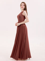 Dentelle Bustier Jupe en Mousseline Robe Longue terracotta