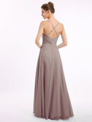 Spaghetti Bretelle Col En V Mousseline Robes Dusk Grande Taille