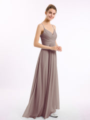 Spaghetti Bretelle Col En V Mousseline Robes Dusk Grande Taille