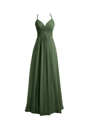 Spaghetti Bretelle Col En V Mousseline Robes Olive Verte Grande Taille